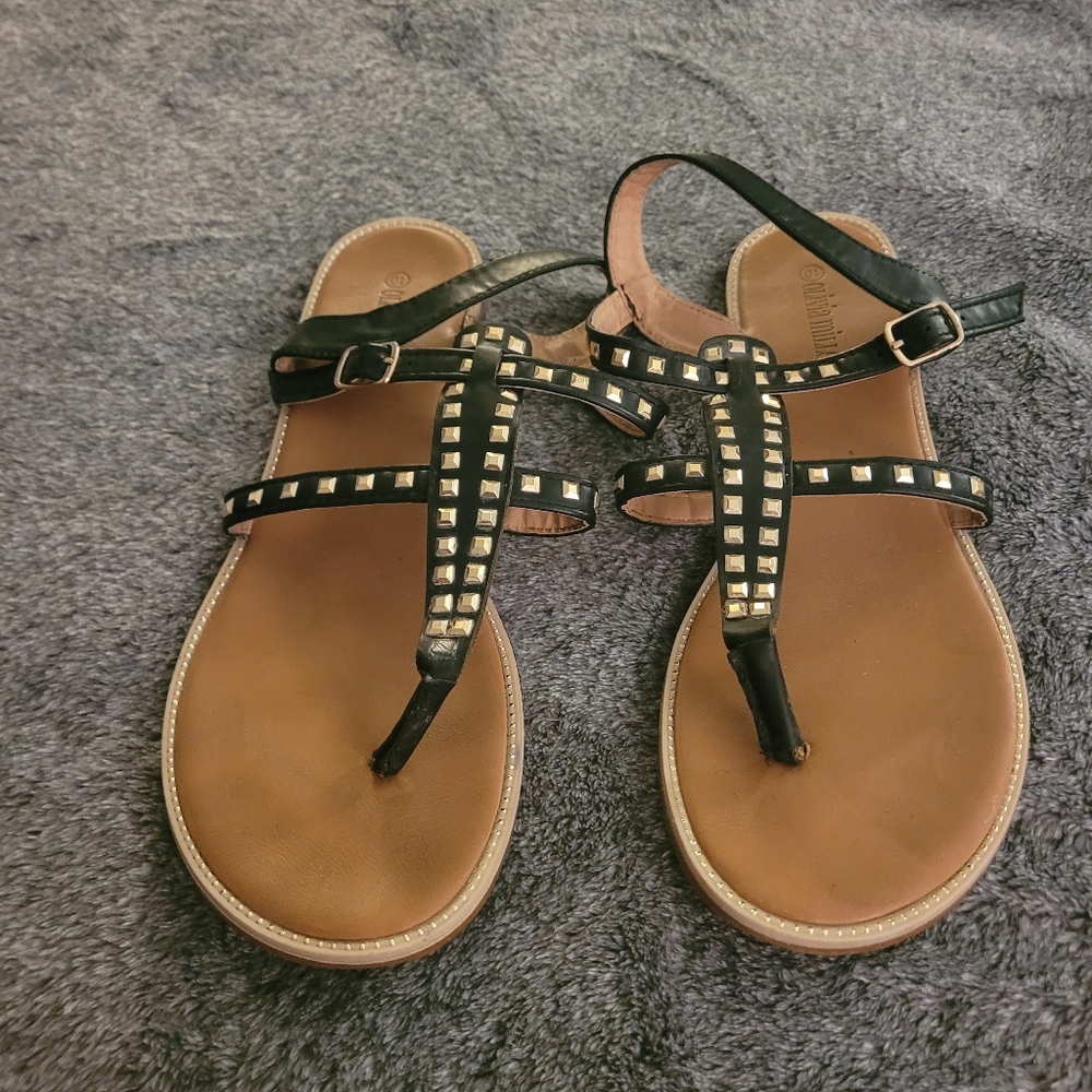 Olivia Miller Black Studded Sandals Size 10